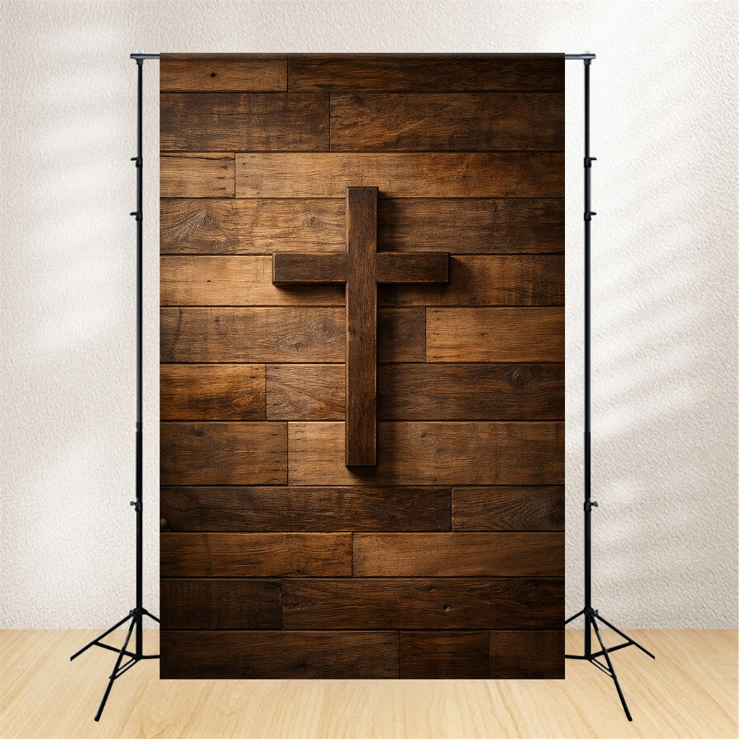 Christian Easter Backdrops Rustic Wooden Cross Wall Photo Backdrops Easter LXX61-50