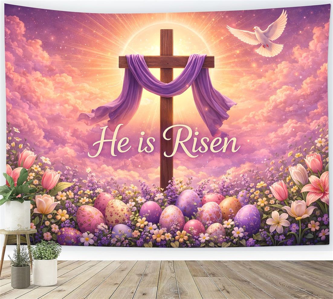 Easter Church Backdrops He Is Risen Radiant Cross Easter Photography Backdrop Ideas LXX61-55