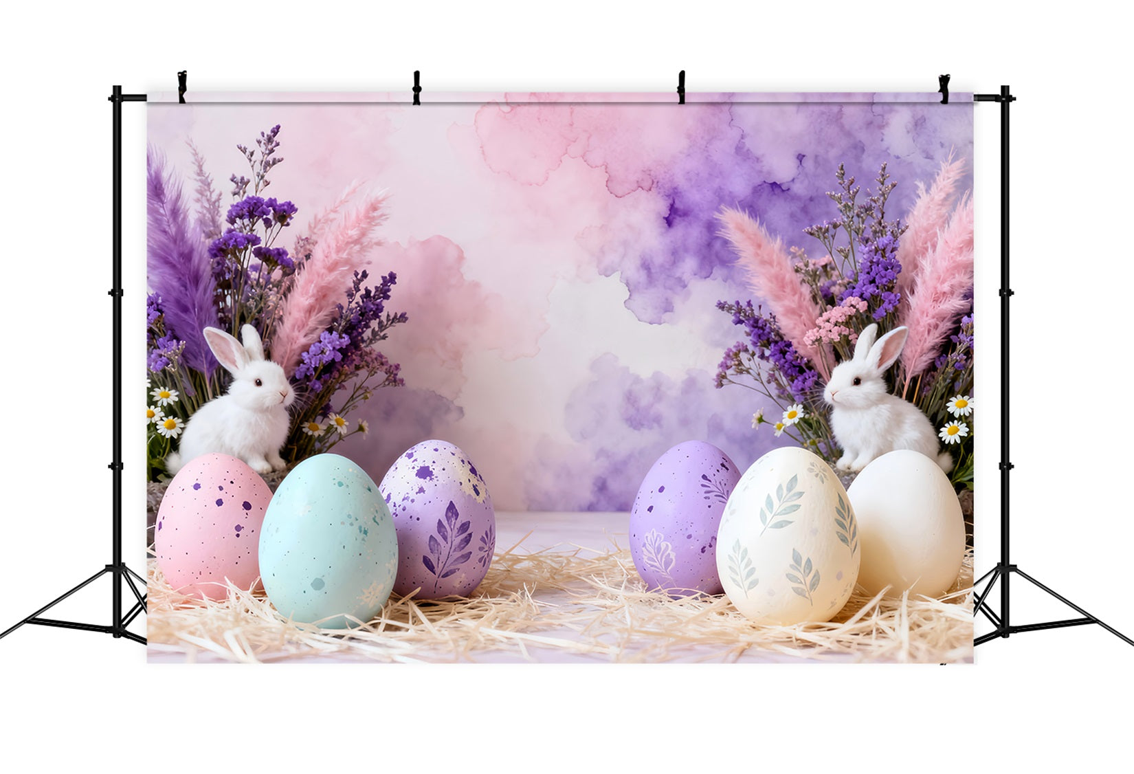 Easter Birthday Backdrop Pastel Bunny Egg Stilllife Easter Party Backdrop LXX61-64