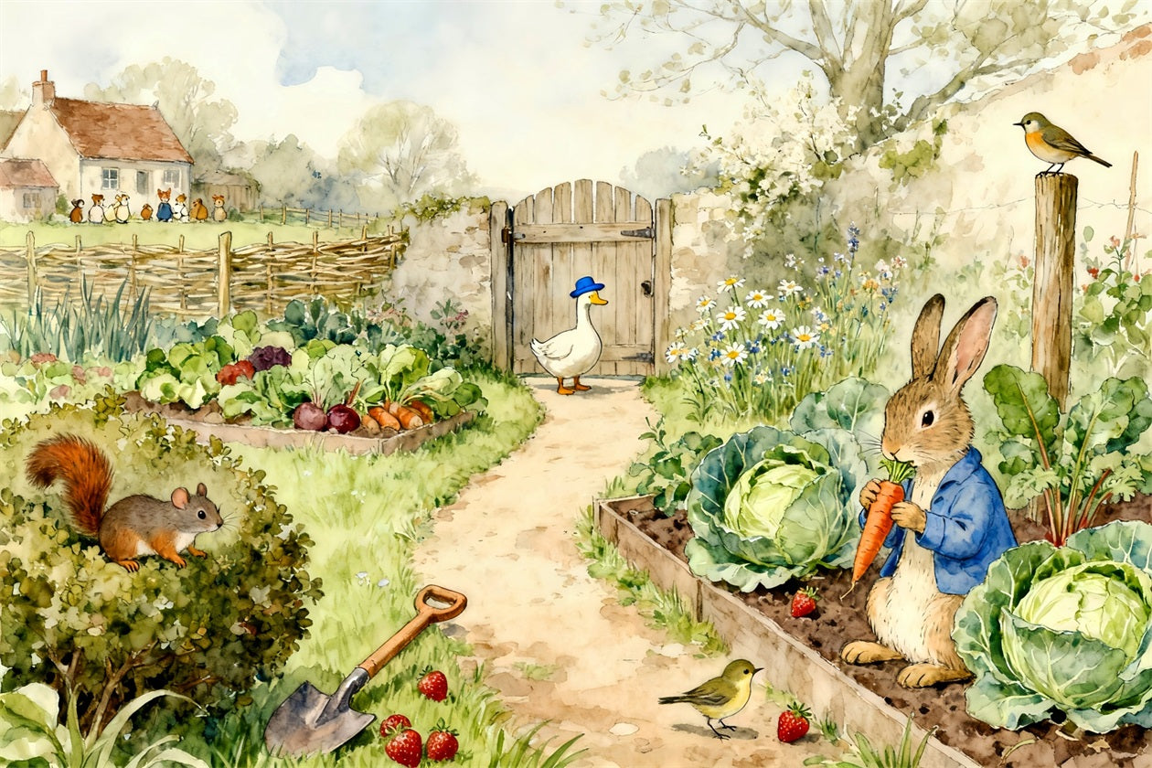 Peter Rabbit Photography Backdrop Storybook Garden Bunny Harvest Easte
