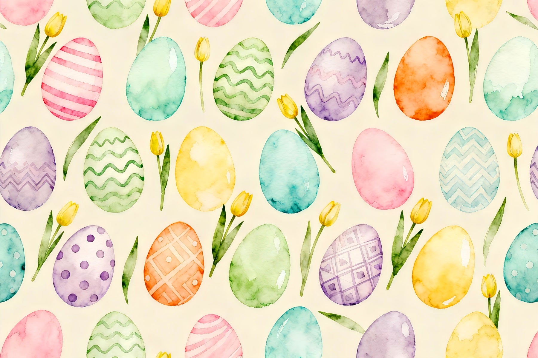 Egg Backdrop Watercolor Pastel Tulip Pattern Easter Backdrop LXX61-92