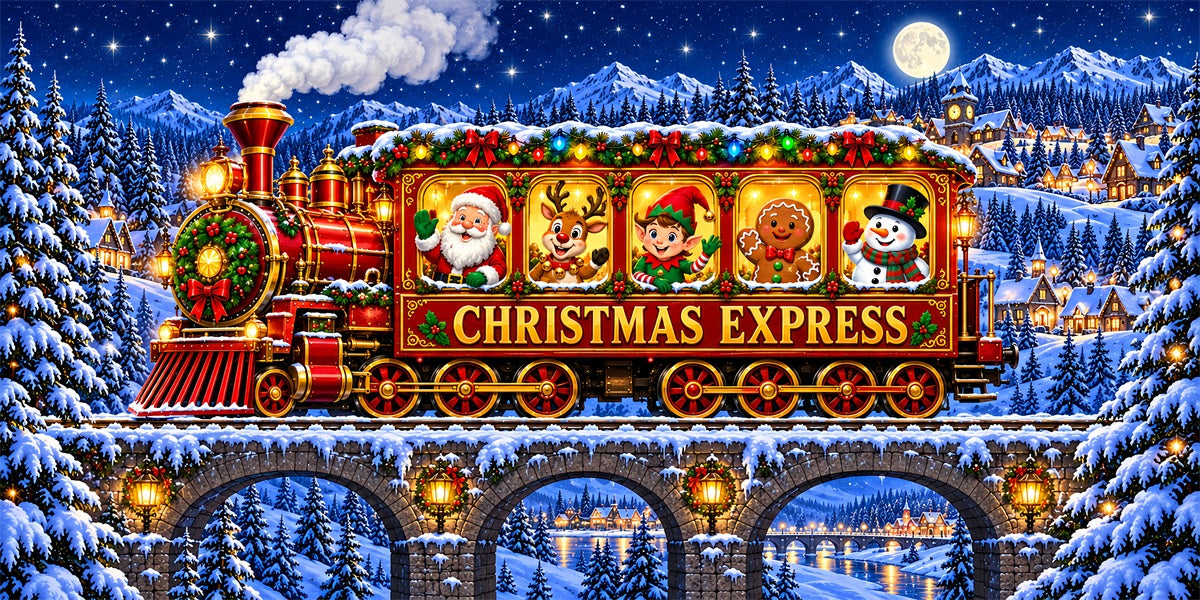 Train Christmas Garage Door Cover Santa Friends Express Christmas Outdoor Garage Door Decor LXX610-107-2 Car