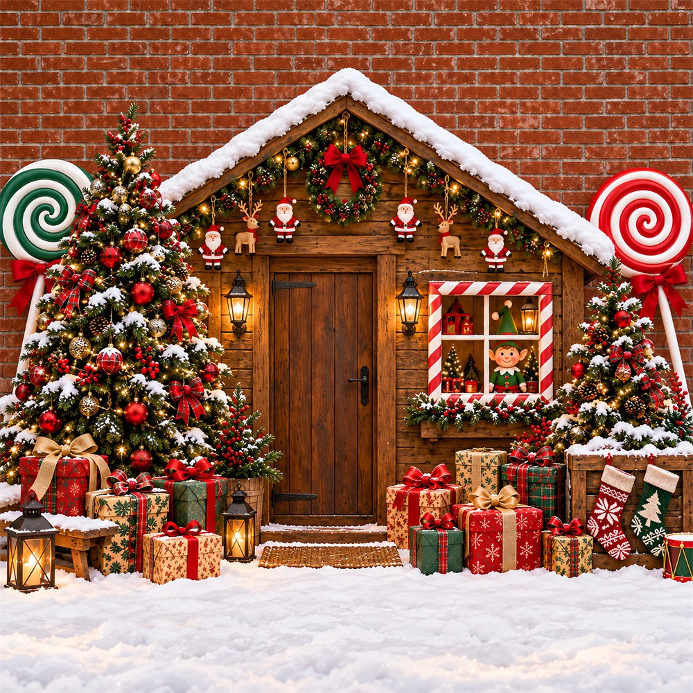 House Christmas Garage Door Cover Rustic Cabin Candy Christmas Garage Door Banner LXX610-112-1 Car