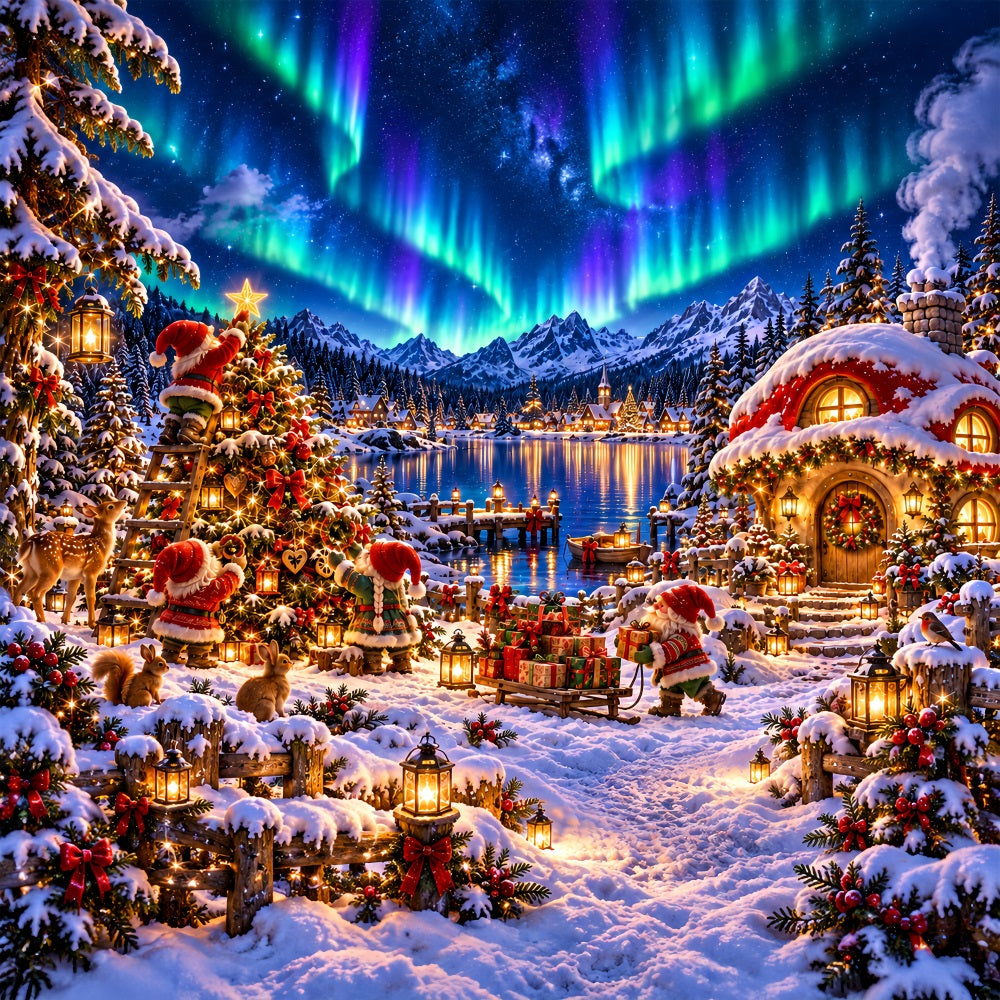 Winter Wonderland Christmas Garage Door Cover Elf Aurora Village Christmas Garage Door Decor LXX610-12-1 Car