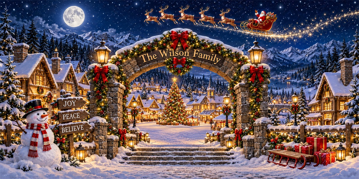 Snow Village Christmas Garage Door Cover Moonlit Wilson Gateway Christmas Holiday Garage Door Cover LXX610-124-2 Car