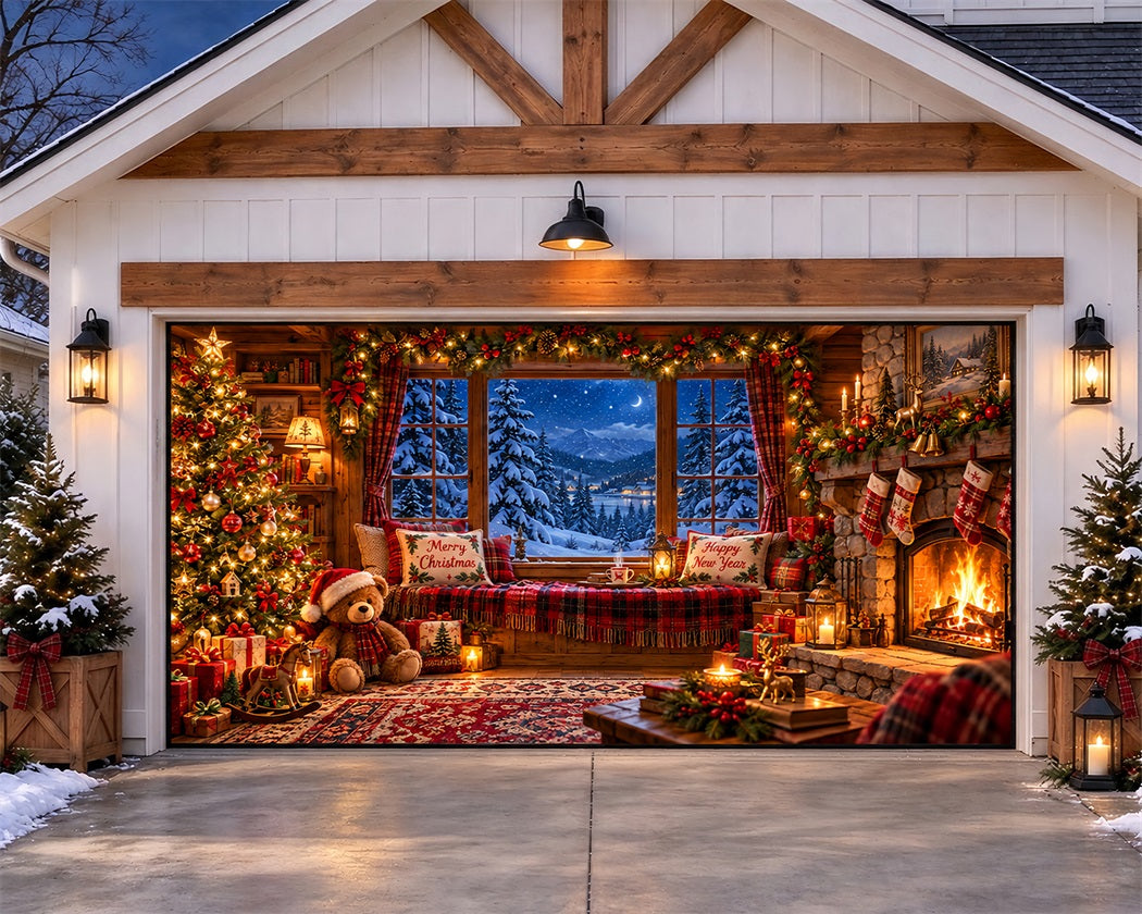 Cozy Christmas Garage Door Cover Fireplace Socks Window Christmas Garage Door Banner LXX610-13-2 Car