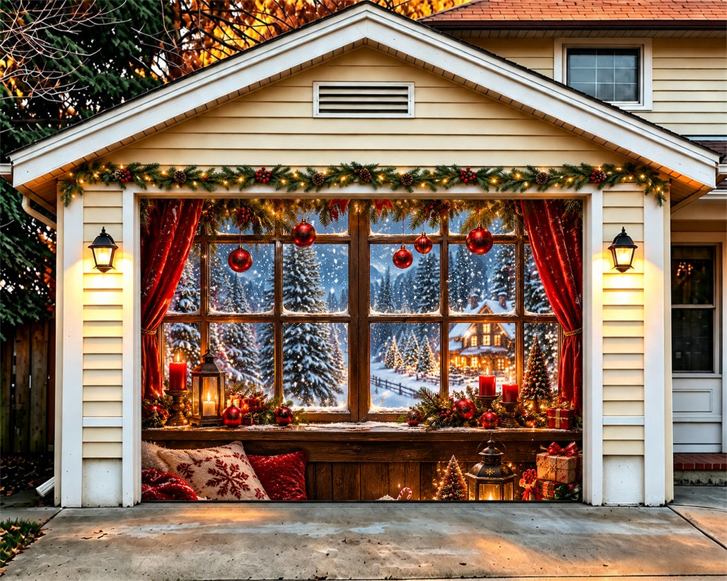 Window Christmas Garage Door Cover Cozy Ornament House Christmas Outdoor Garage Door Decor LXX610-143-1 Car