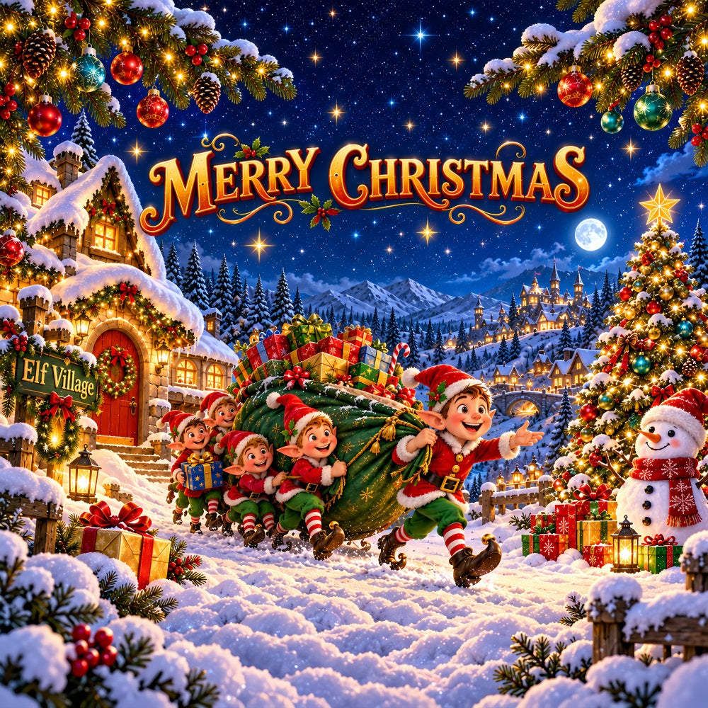 Elf Christmas Garage Door Banner Festive Village Gifts Outdoor Christmas Garage Door Decoration LXX610-149-1 Car