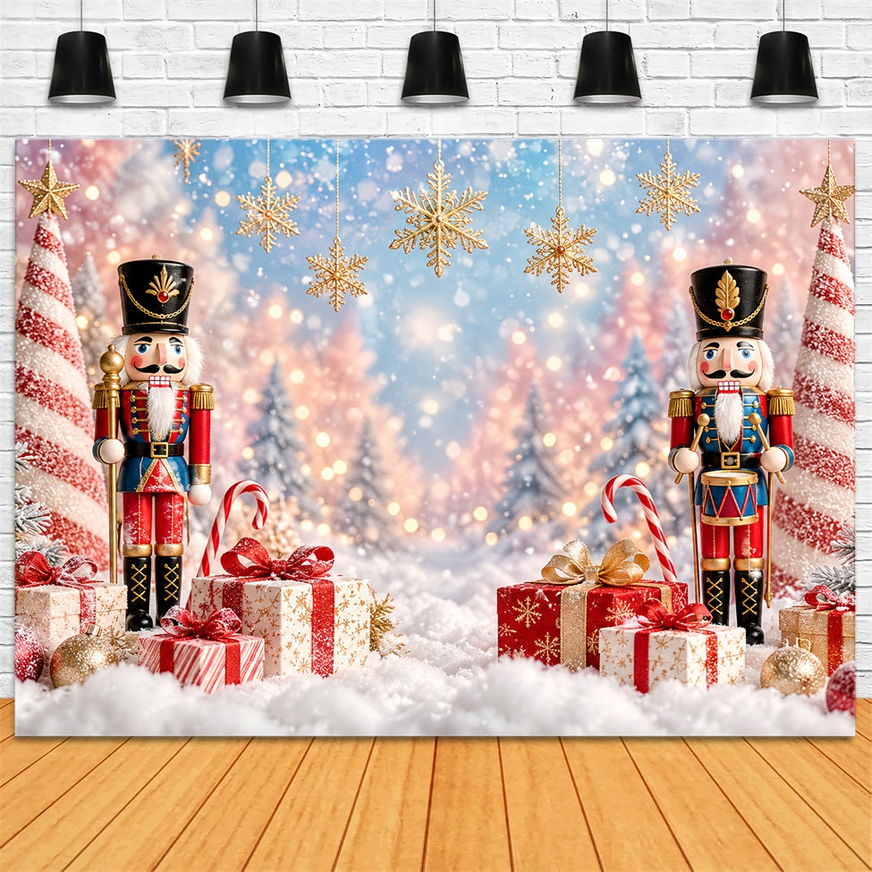 Christmas Backdrop Bokeh Snowflake Gift Display Nutcracker Photo Backdrop LXX610-156