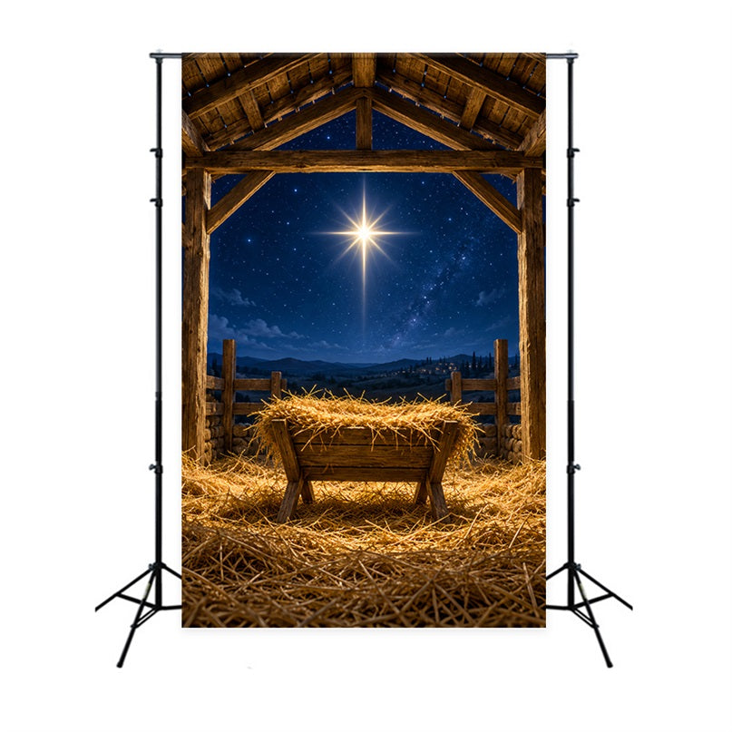Nativity Scene Backdrop Bethlehem Star Rustic Stable Manger Scene Backdrop LXX610-161