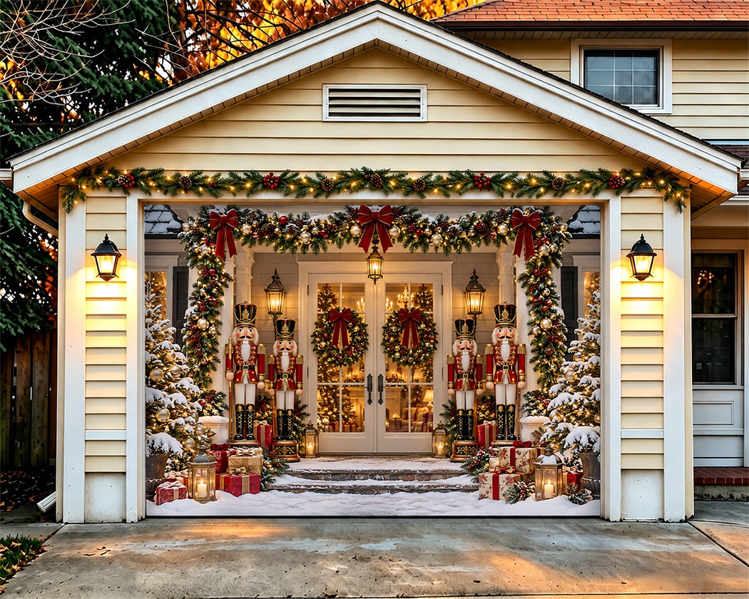 Nutcracker Christmas Garage Door Cover Snowy Festive Entrance Christmas Outdoor Garage Door Decor LXX610-17-1 Car