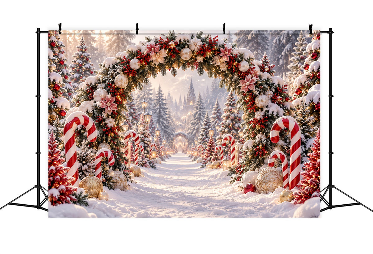 Christmas Backdrop for Photos Candy Cane Floral Archway Christmas Backdrop for Wall LXX610-175