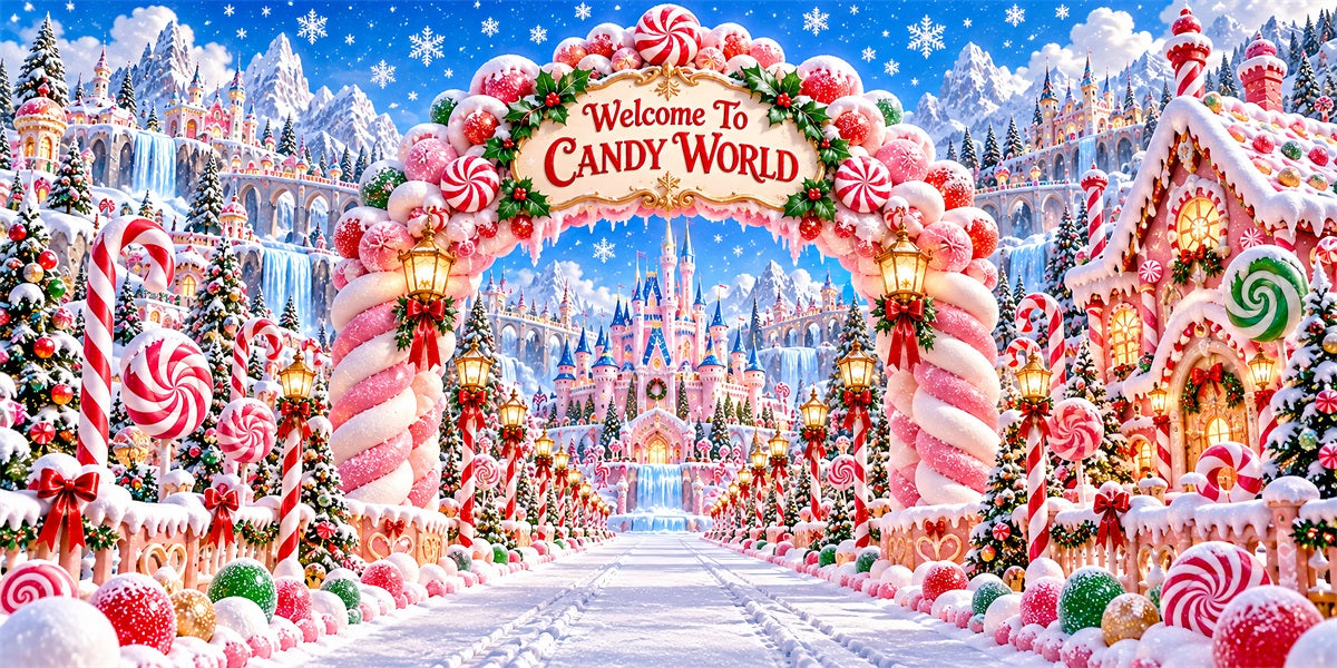 Candyland Christmas Garage Door Banner Castle Peppermint Arch Christmas Garage Door Decoration LXX610-20-2 Car