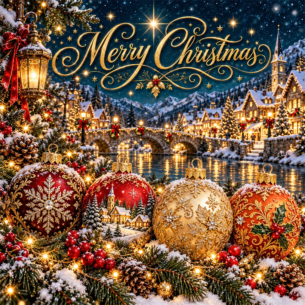 Christmas Ball Garage Door Cover Golden Ornament Village Outdoor Christmas Garage Door Cover LXX610-24-1 Car