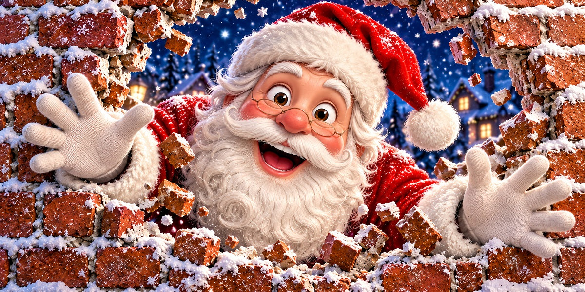 Santa Claus Christmas Garage Door Cover Red Brick Peek Christmas Garage Door Cover LXX610-25-2 Car