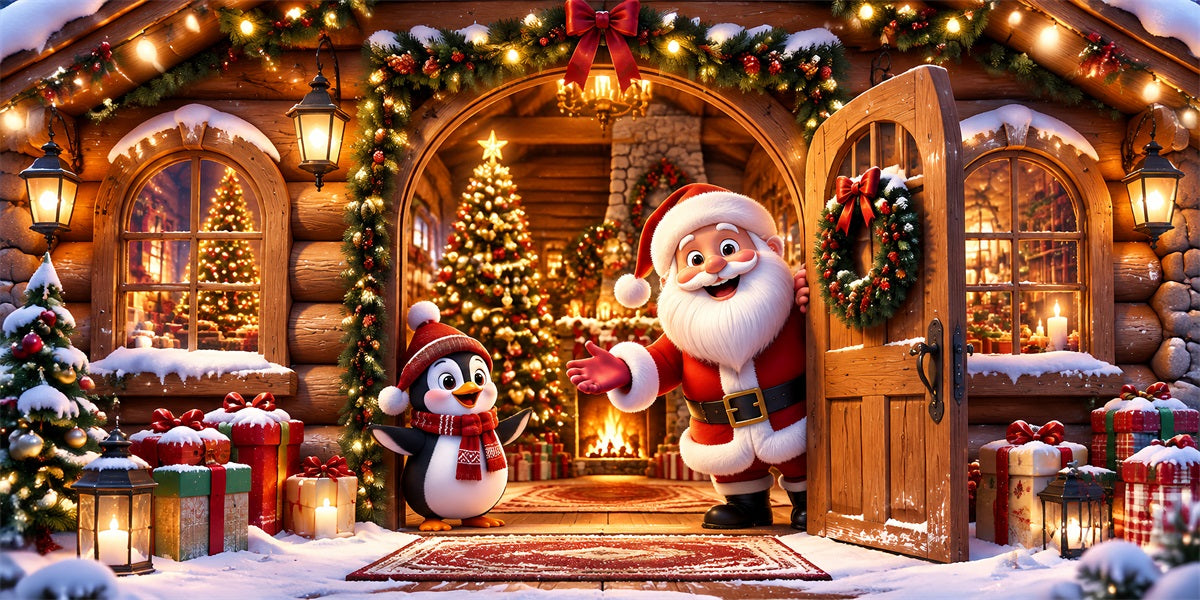 Christmas Santa Garage Door Banner Penguin Cabin Greeting Christmas Garage Door Decoration LXX610-32-2 Car
