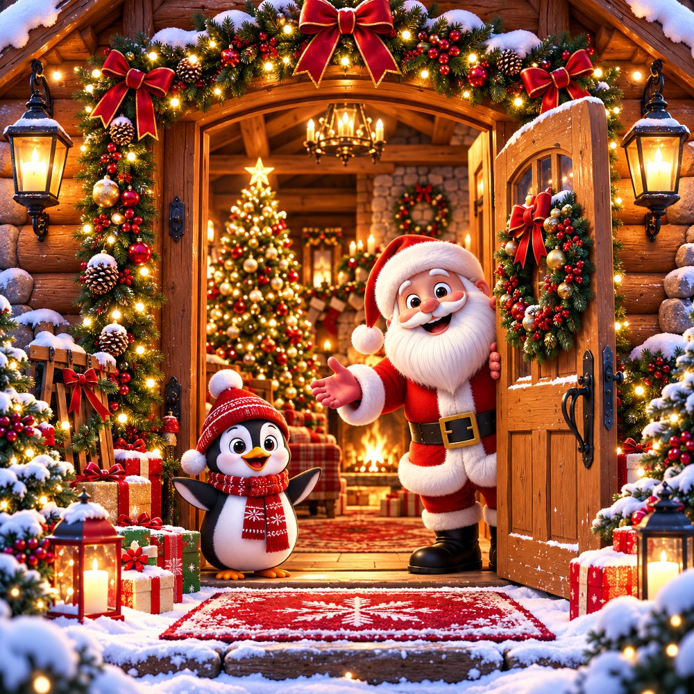 Christmas Santa Garage Door Banner Penguin Cabin Greeting Christmas Garage Door Decoration LXX610-32-1 Car