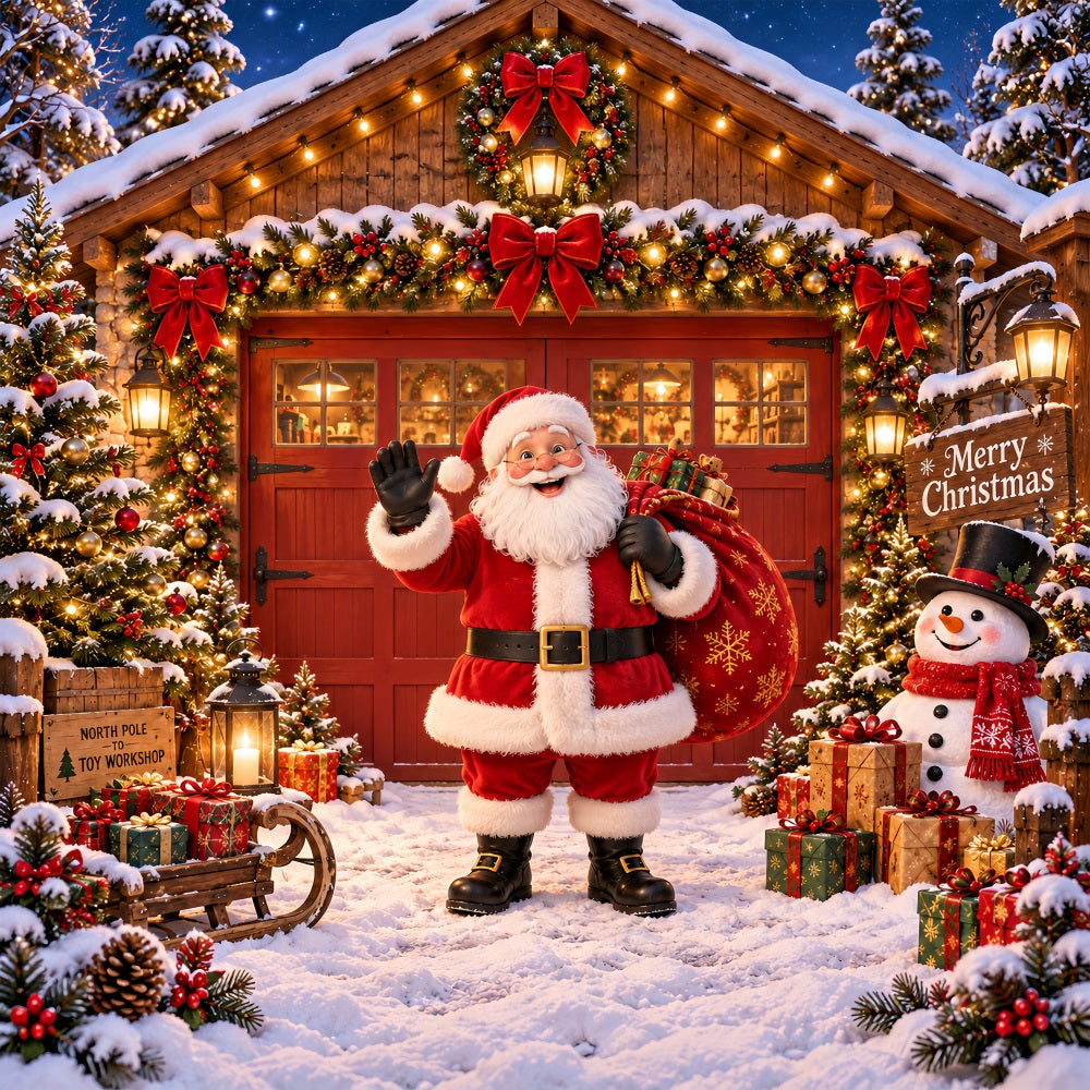Santa Claus Christmas Garage Door Cover Snowman Gift Barn Christmas Holiday Garage Door Decor LXX610-35-1 Car
