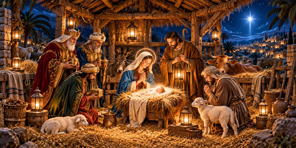 Nativity Christmas Garage Door Cover Manger Stable Star Christmas Garage Door Banner Decoration LXX610-36-2 Car