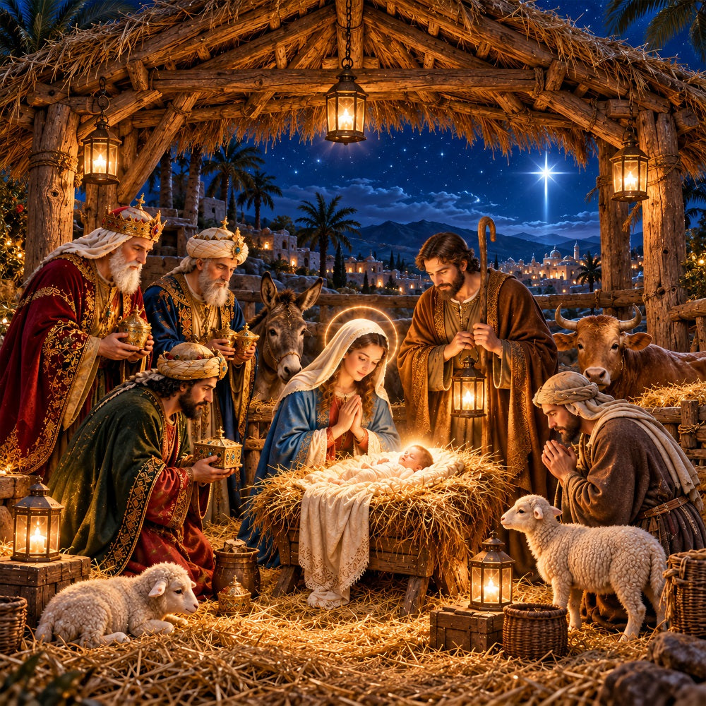 Nativity Christmas Garage Door Cover Manger Stable Star Christmas Garage Door Banner Decoration LXX610-36-1 Car