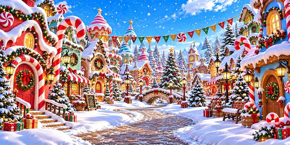 Candyland Christmas Garage Door Banner Peppermint Candy Village Christmas Garage Door Banner LXX610-40-2 Car