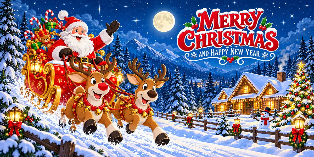 Deer Christmas Garage Door Banner Santa Reindeer Greeting Christmas Garage Door Decor LXX610-48-2 Car