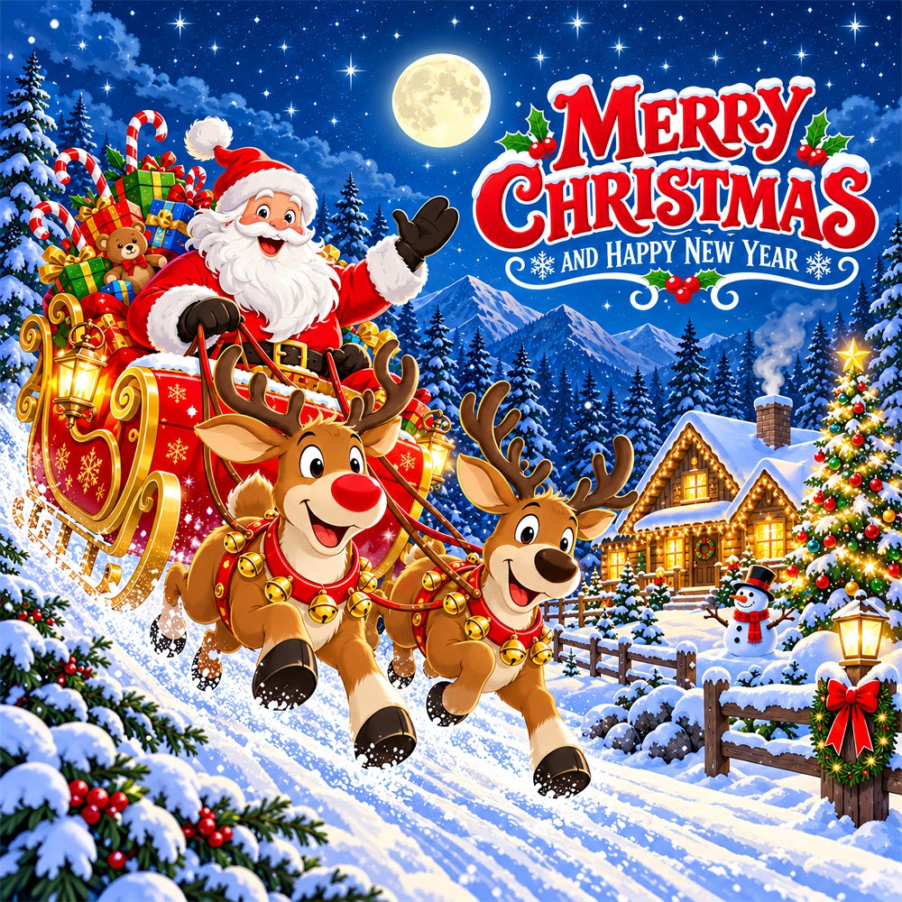 Deer Christmas Garage Door Banner Santa Reindeer Greeting Christmas Garage Door Decor LXX610-48-1 Car