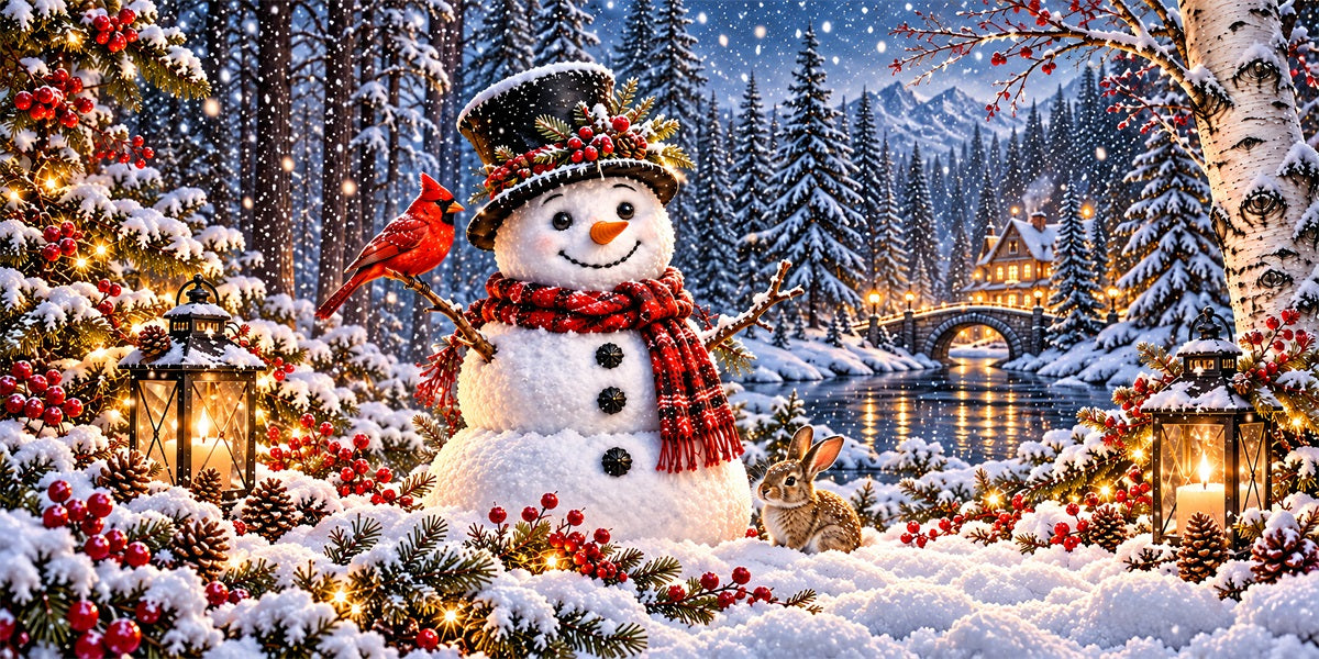 Snowman Christmas Garage Door Cover Winter Forest Pinecones Outdoor Christmas Garage Door Decoration LXX610-5-2 Car
