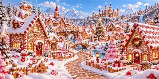 Gingerbread House Christmas Garage Door Banner Snowman Candy Village Christmas Outdoor Garage Door Decor LXX610-53-2 Car