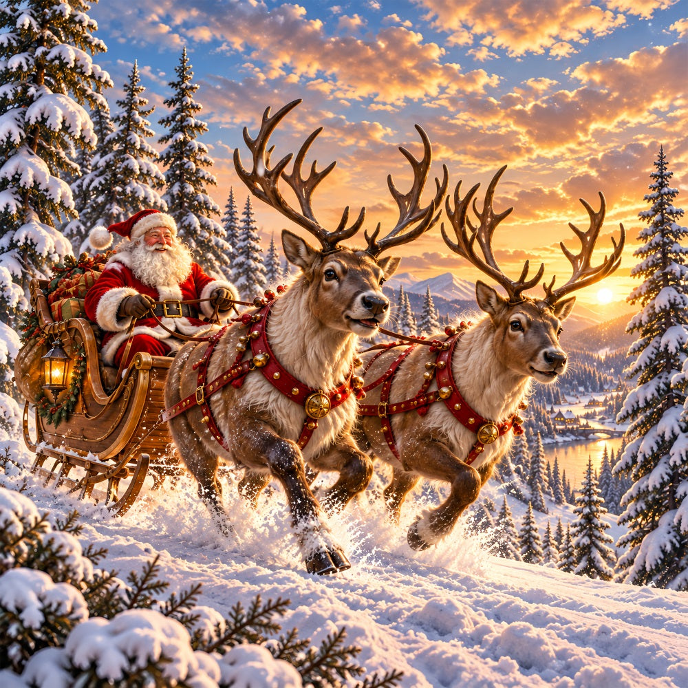Merry Christmas Garage Door Cover Santa Reindeer Sleigh Christmas Garage Door Decor LXX610-57-1 Car