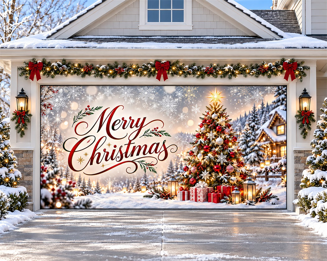 Christmas Party Garage Door Cover Snowflake Gift Tree Christmas Garage Door Decoration LXX610-65-2 Car