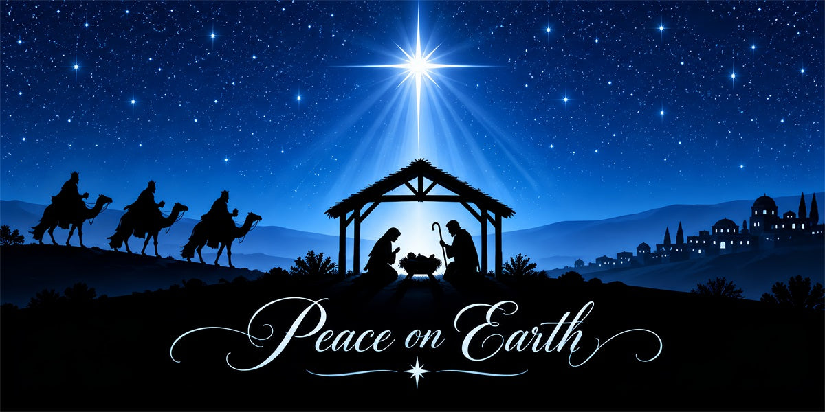 Bethlehem Christmas Garage Door Cover Nativity Starry Silhouette Outdoor Christmas Garage Door Cover LXX610-7-2 Car