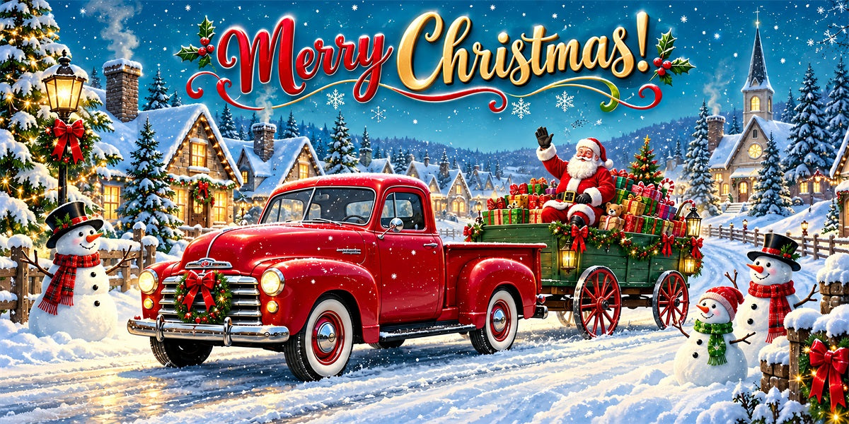 Christmas Truck Garage Door Banner Santa Snowman Village Christmas Garage Door Cover LXX610-73-2 Car