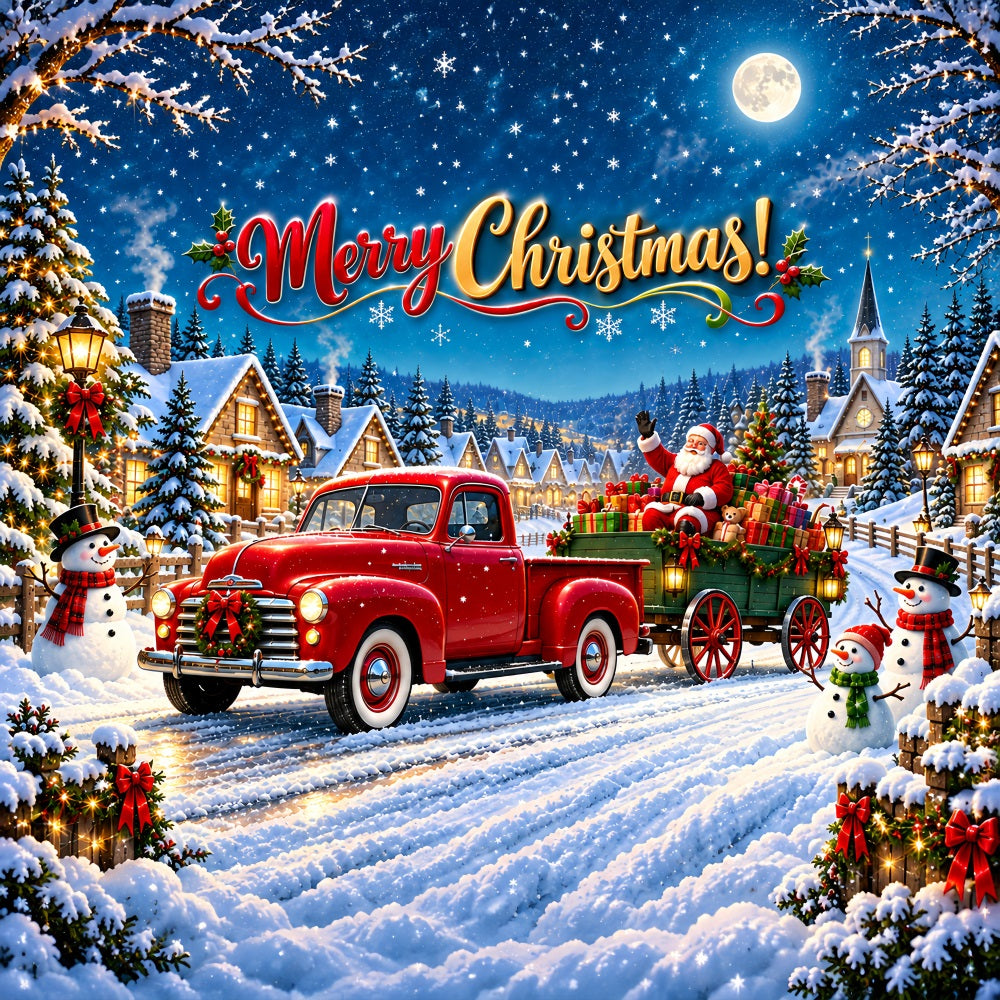 Christmas Truck Garage Door Banner Santa Snowman Village Christmas Garage Door Cover LXX610-73-1 Car