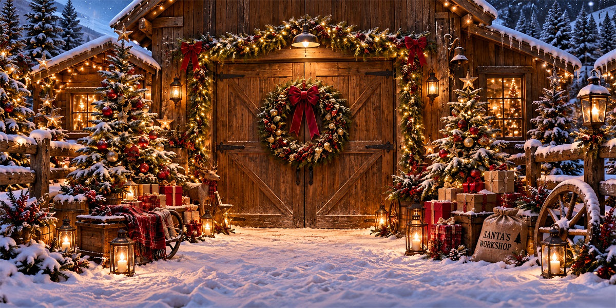 Farmhouse Christmas Garage Door Cover Rustic Barn Wreath Outdoor Christmas Garage Door Decoration LXX610-77-2 Car