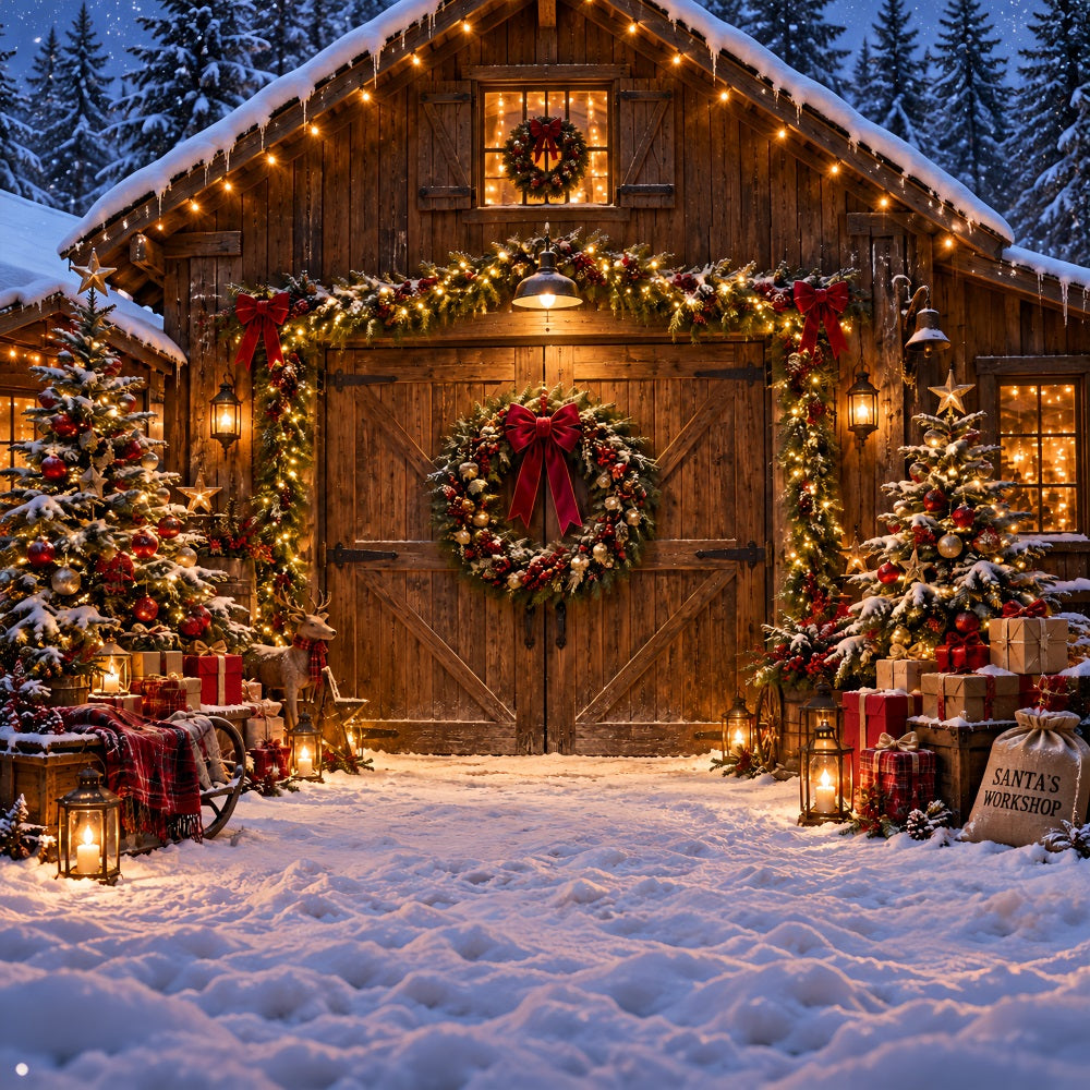 Farmhouse Christmas Garage Door Cover Rustic Barn Wreath Outdoor Christmas Garage Door Decoration LXX610-77-1 Car