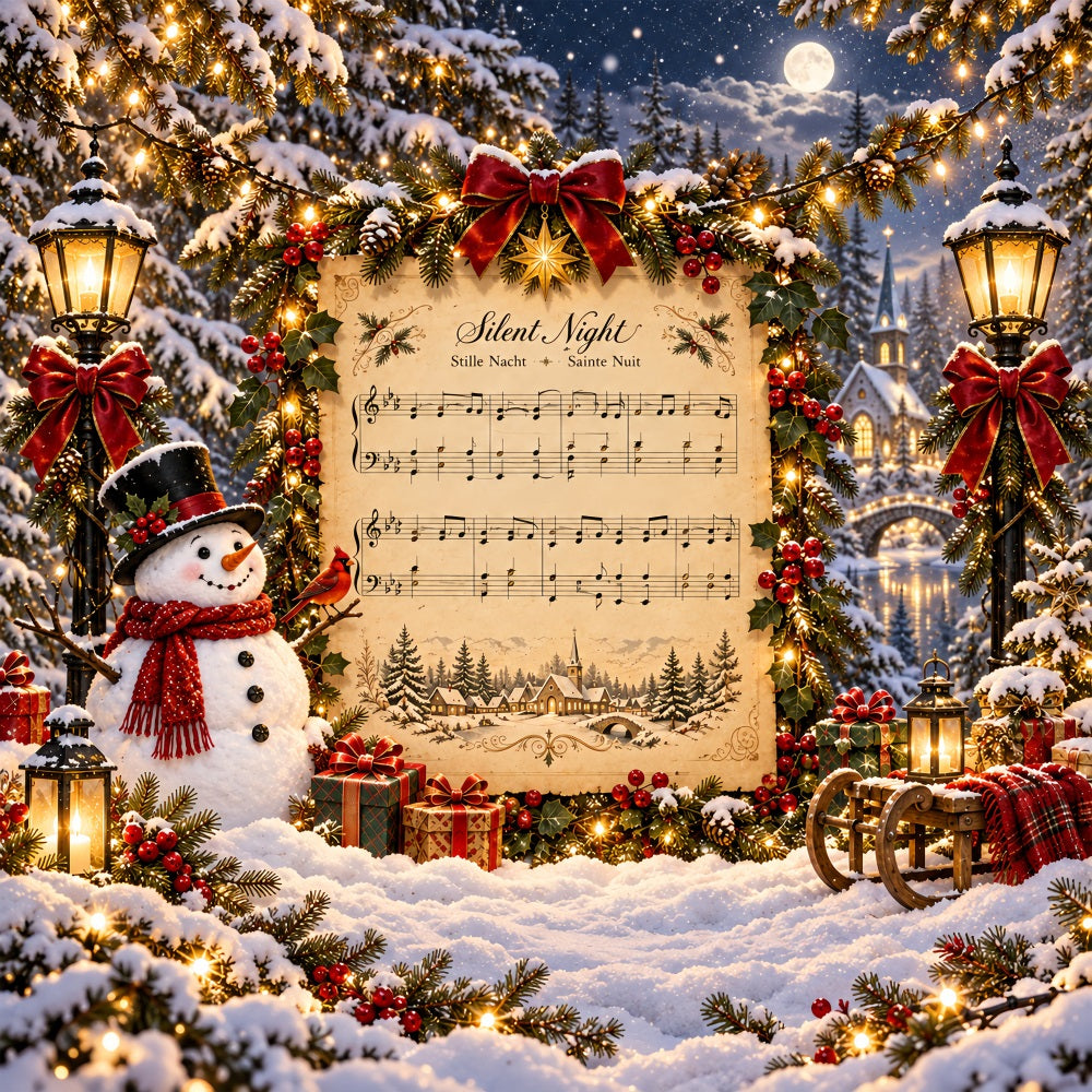 Winter Christmas Garage Door Cover Silent Night Sheetmusic Outdoor Christmas Garage Door Cover LXX610-78-1 Car
