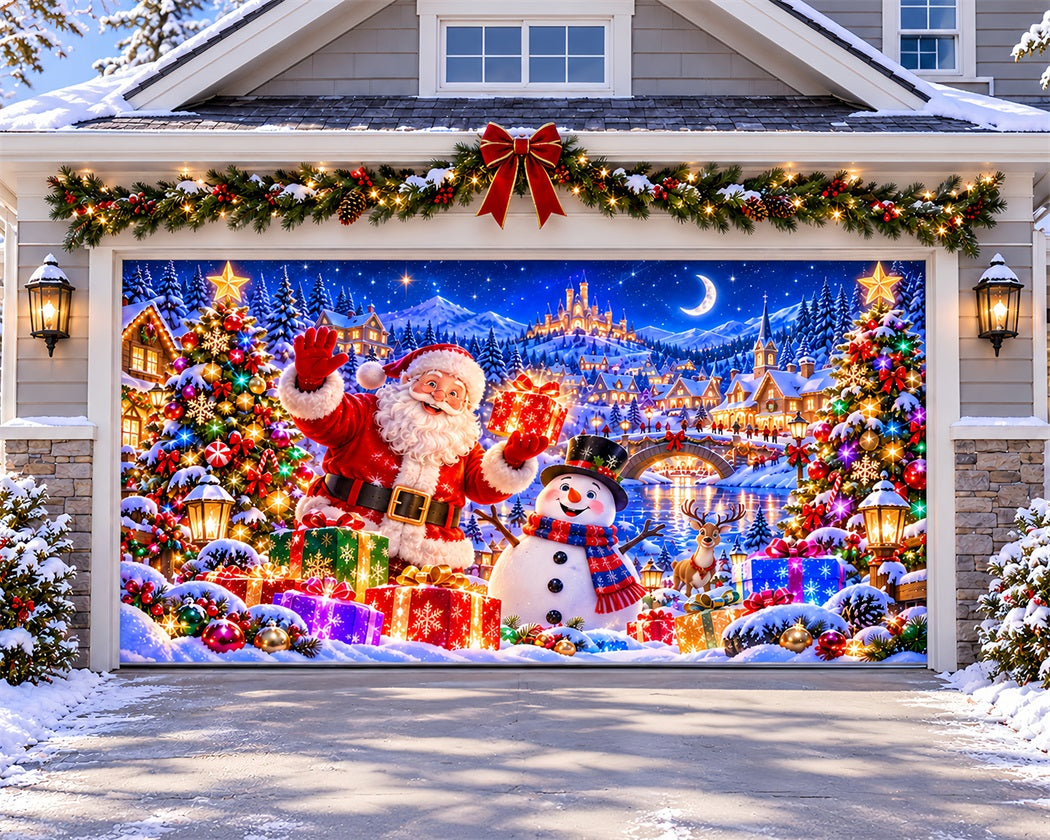 Funny Christmas Garage Door Cover Santa Snowman Gift Christmas Holiday Garage Door Cover LXX610-79-2 Car