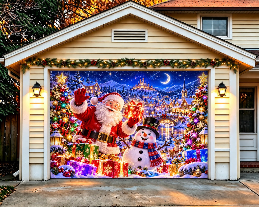 Funny Christmas Garage Door Cover Santa Snowman Gift Christmas Holiday Garage Door Cover LXX610-79-1 Car