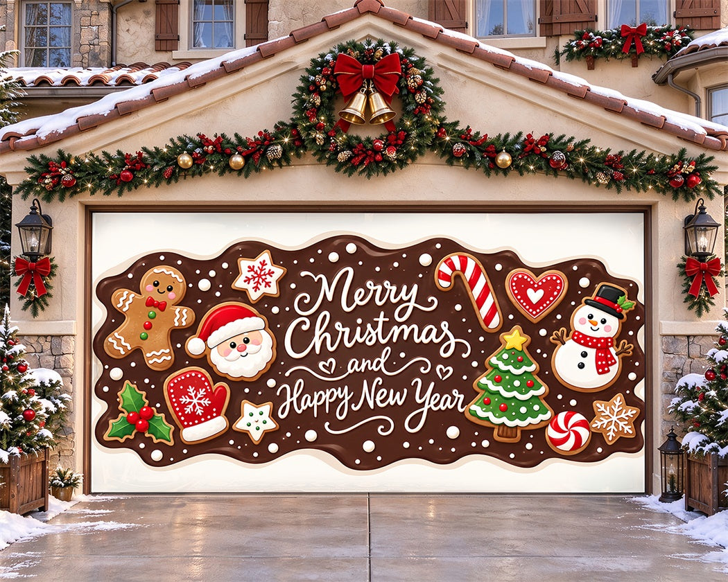 Funny Christmas Garage Door Cover Gingerbread Greeting Panel Christmas Garage Door Decor LXX610-8-2 Car