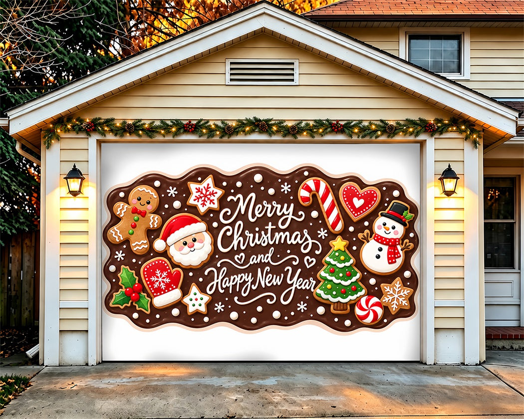 Funny Christmas Garage Door Cover Gingerbread Greeting Panel Christmas Garage Door Decor LXX610-8-1 Car