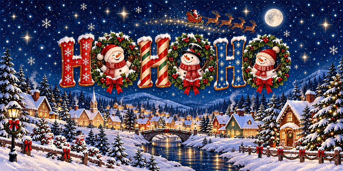 Snow Village Christmas Garage Door Cover Moonlit Snowman Greeting Christmas Garage Door Cover LXX610-82-2 Car
