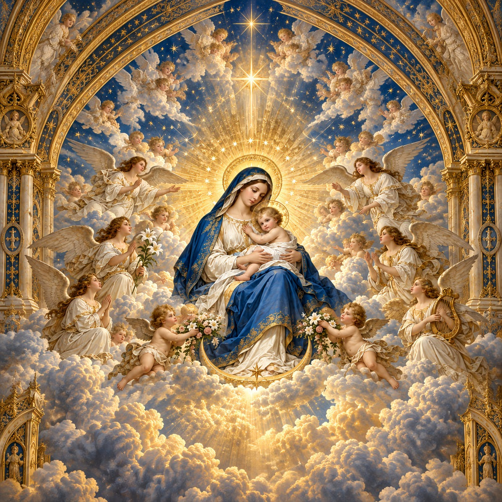 Angel Christmas Garage Door Cover Madonna Glory Clouds Outdoor Christmas Garage Door Decoration LXX610-86-1 Car