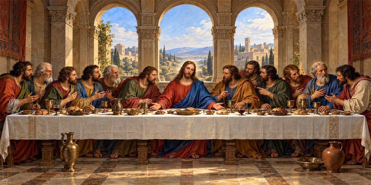 Religious Christmas Garage Door Cover Last Supper Gathering Christmas Garage Door Cover LXX610-88-2 Car