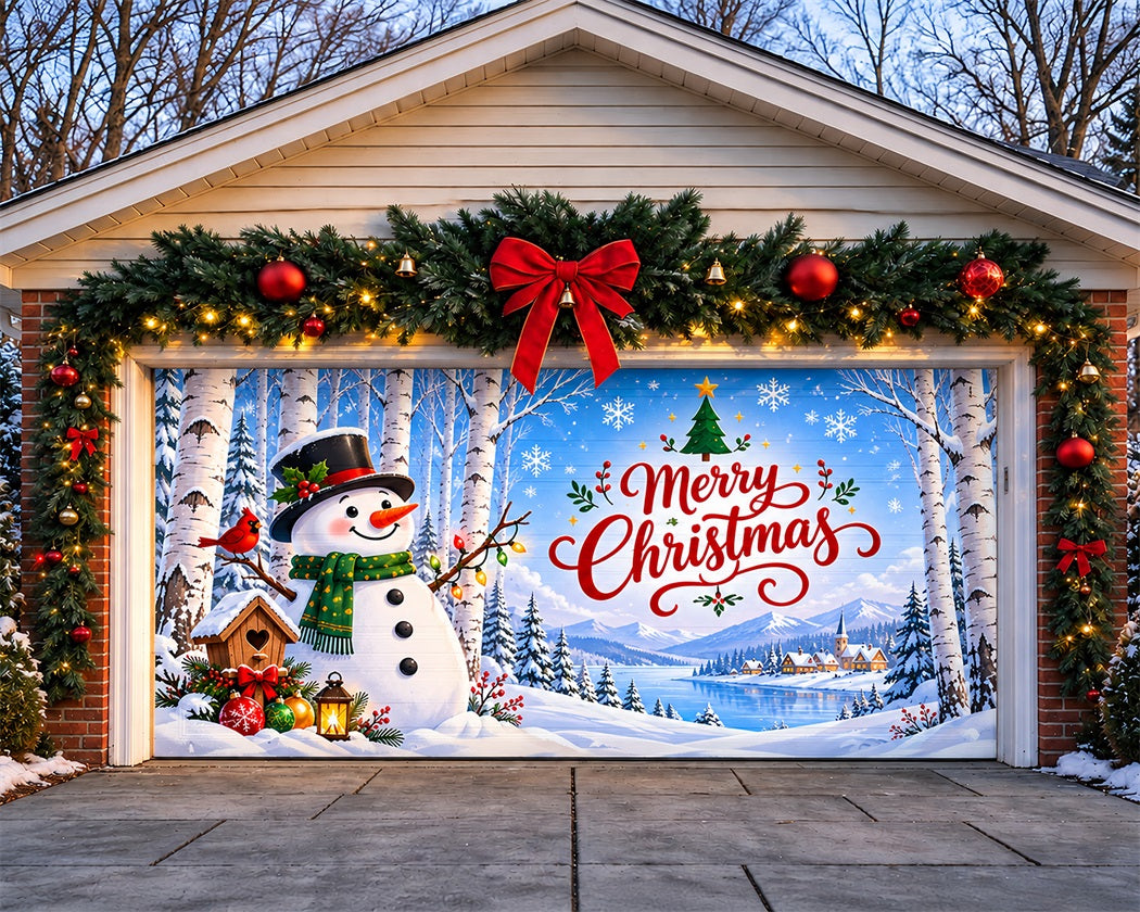 Cute Christmas Garage Door Cover Snowman Winter Greeting Christmas Garage Door Banner Decoration LXX610-9-2 Car