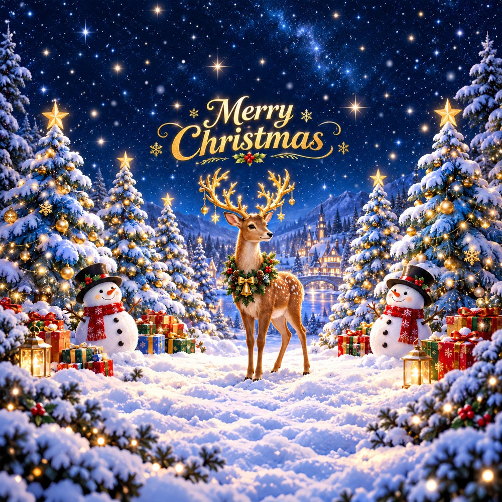 Deer Christmas Garage Door Banner Festive Snowman Forest Christmas Garage Door Decor LXX610-93-1 Car