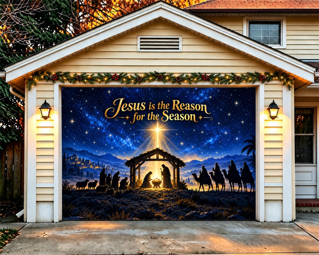 Star Christmas Garage Door Banner Nativity Starry Night Outdoor Christmas Garage Door Decoration LXX610-95-1 Car