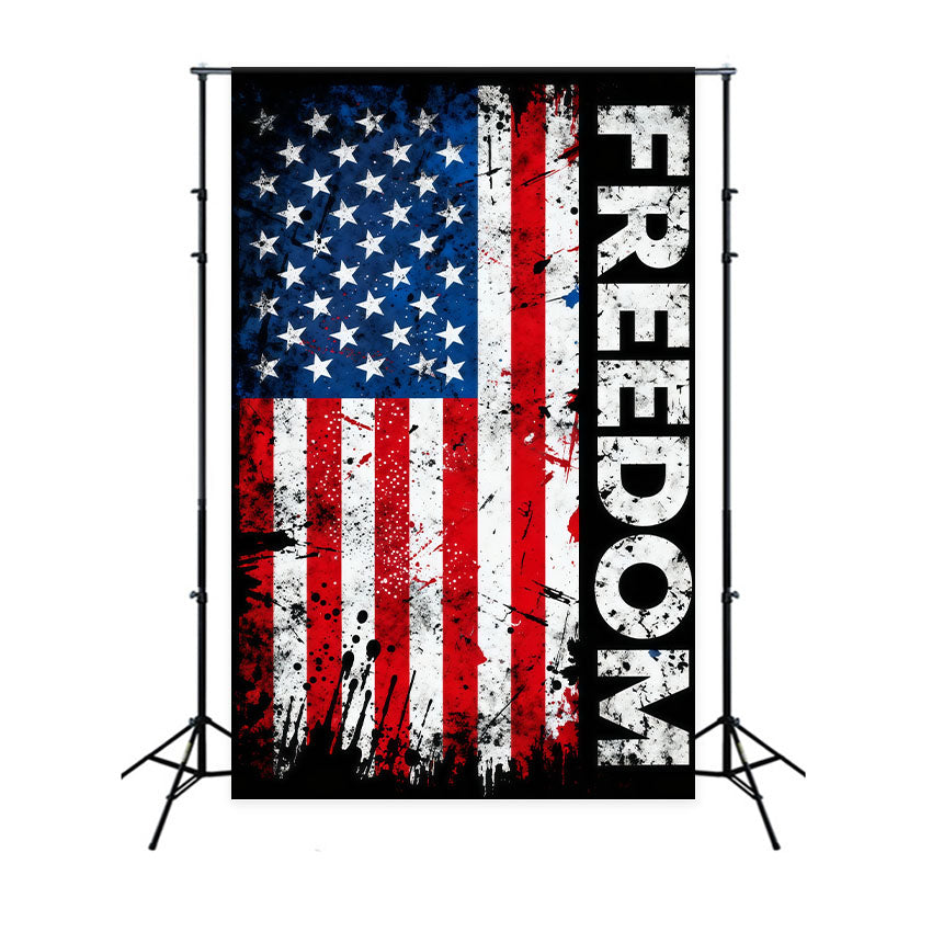 US Flag Photo Backdrop Grunge Typography Texture Independence Day Backdrops LXX62-10