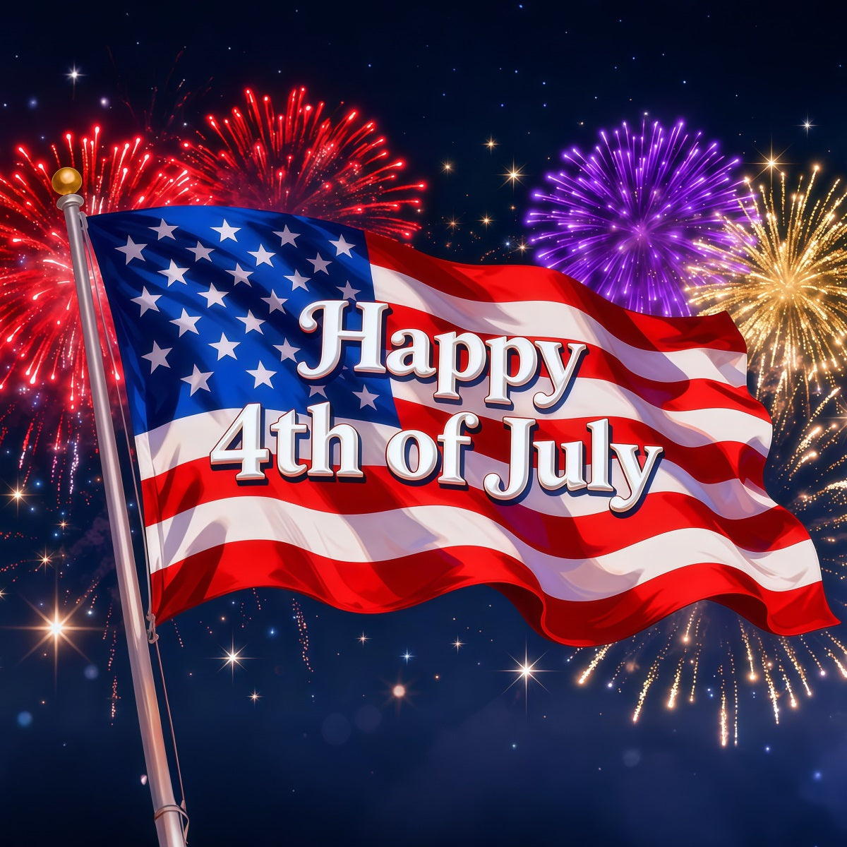 American Flag Backdrops Fireworks Happy 4th of July Independence Day Backdrop LXX62-14