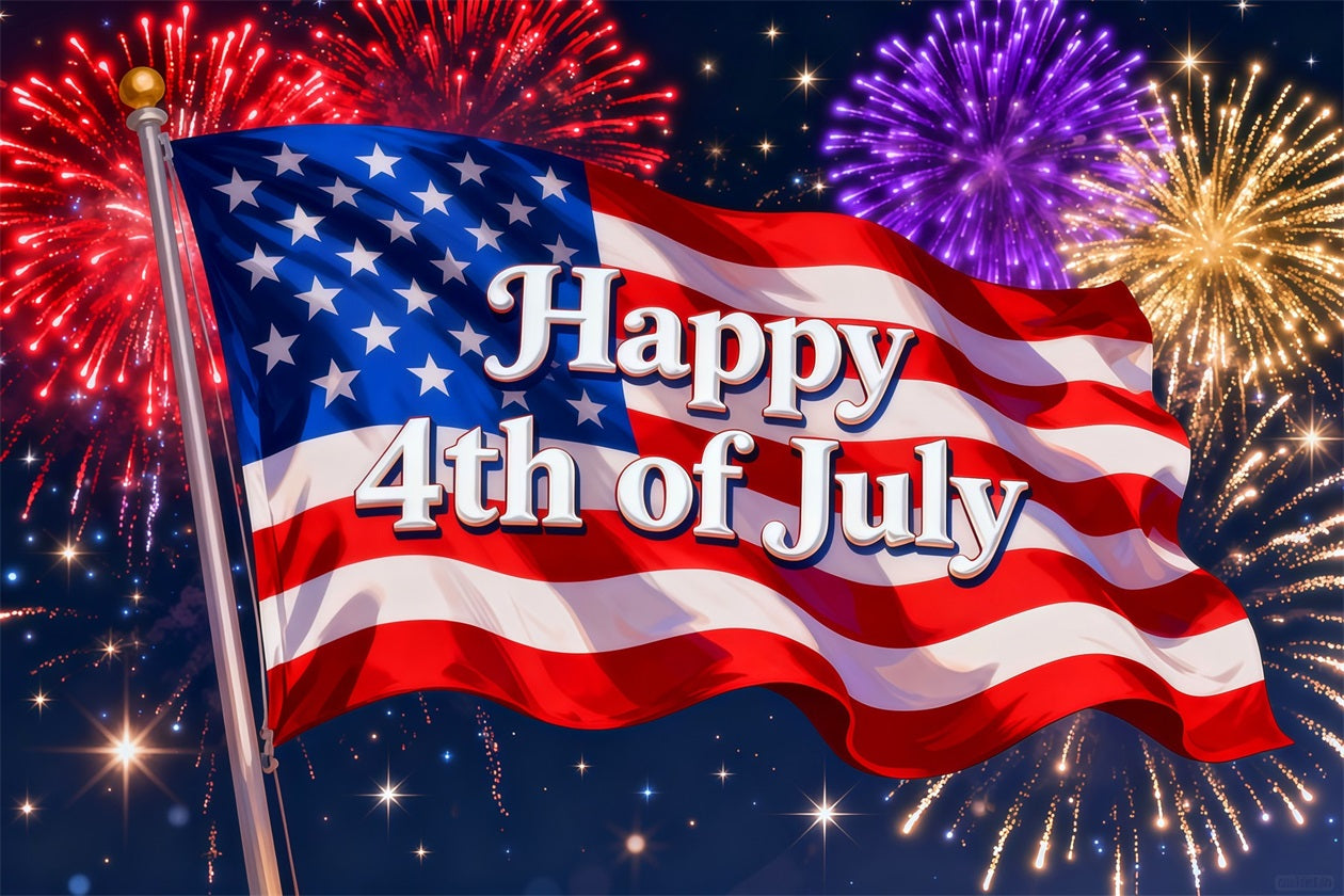 American Flag Backdrops Fireworks Happy 4th of July Independence Day Backdrop LXX62-14